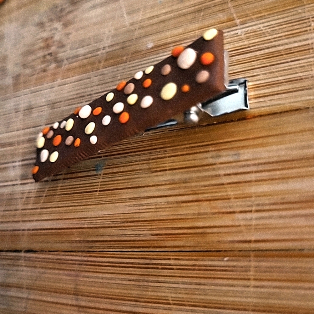 Brown polka dot Hair Clip